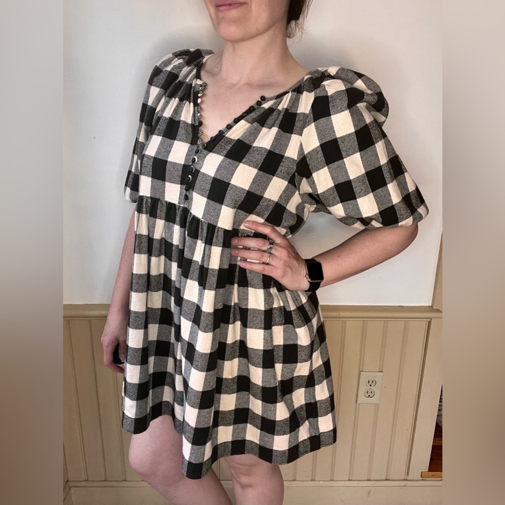 Anthropologie The GREAT Ravine Dress Size 3 L Midi Gingham Cotton Cottagecore